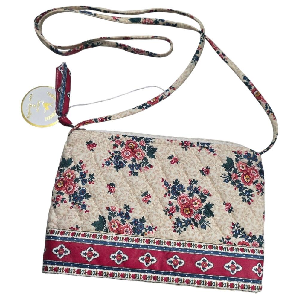 NWT Vintage Vera Bradley Tea Garden Crossbody Bag 6x9 Floral Indiana Tag 1993
